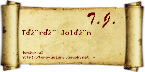 Törő Jolán névjegykártya